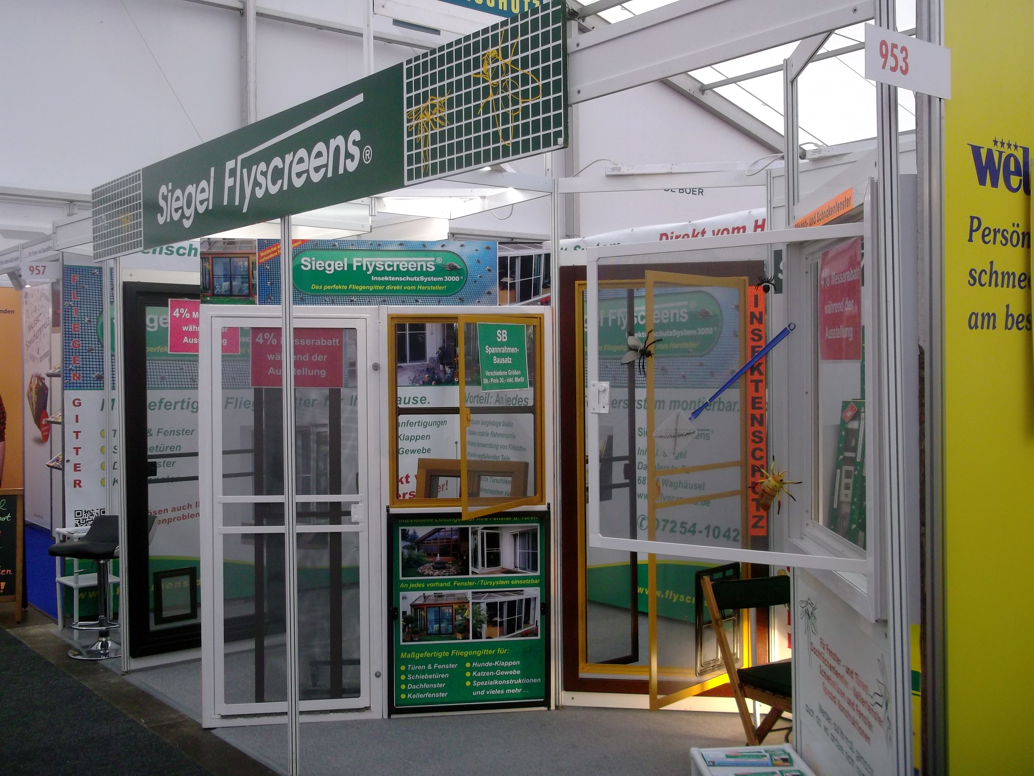 Stand Erkennung Siegel Flyscreens Ausstellungsstand